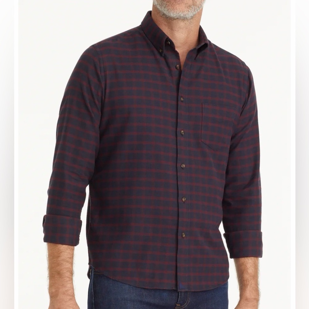 UNTUCKit Rully Button Down Shirt Men's Medium Navy Red Plaid Long Sleeve